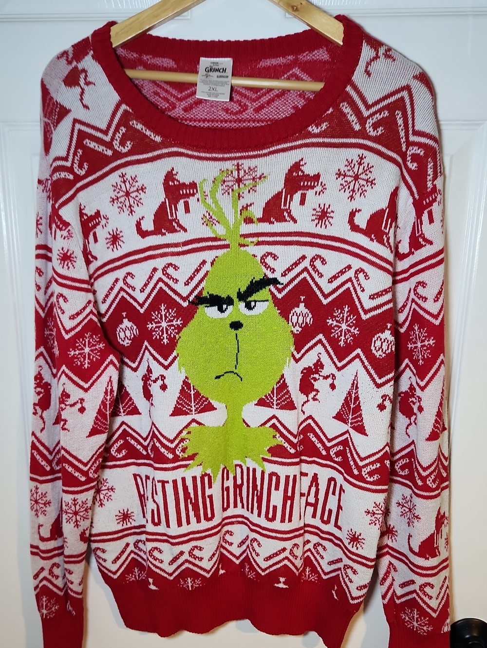 Grinch Resting Grinch Face Ugly Sweater 2x